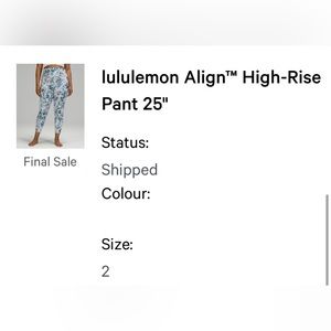 Lululemon high rise align 25”